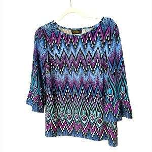 Bob Mackie Wearable Art Quarter Sleeve Top